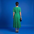 Emerald Green Floral Lace Midi Dress