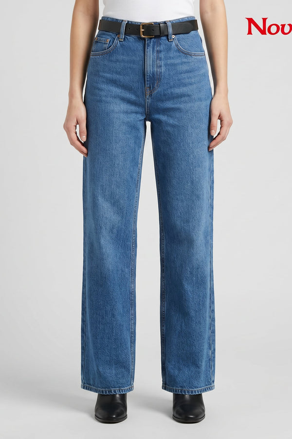 Mute Straight Fit Wide Leg Jeans - DX Blue
