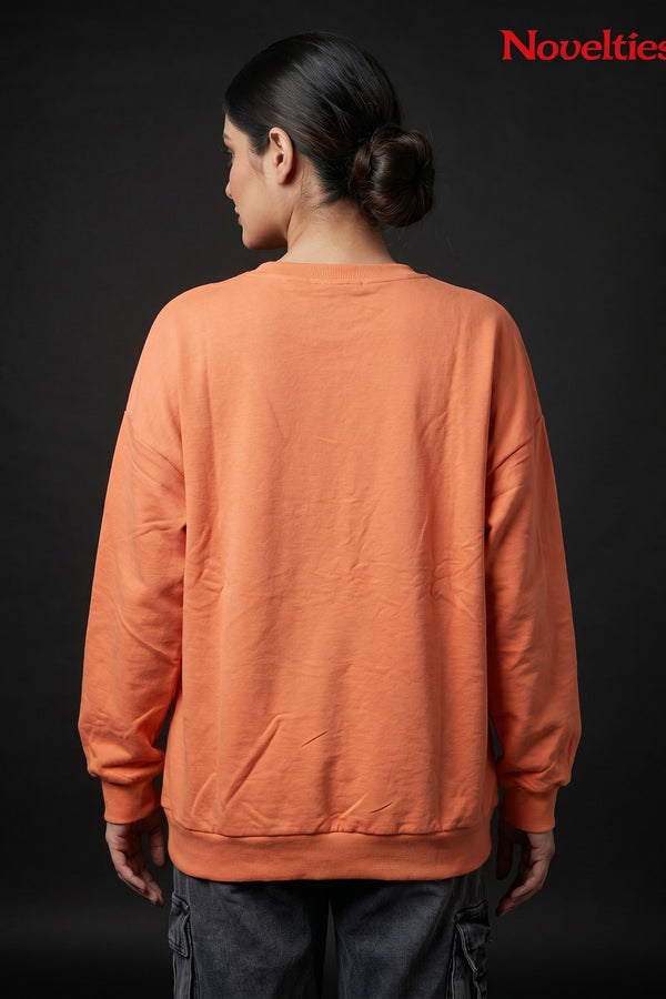 Coral Peach Graphic Bow Sweatshirt