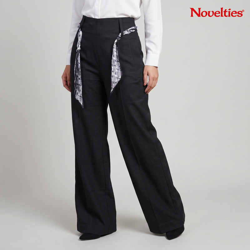 Scarf-Tie Wide Leg Trousers