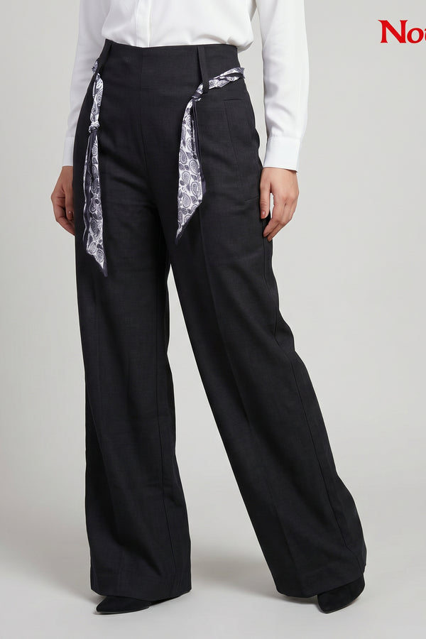 Scarf-Tie Wide Leg Trousers