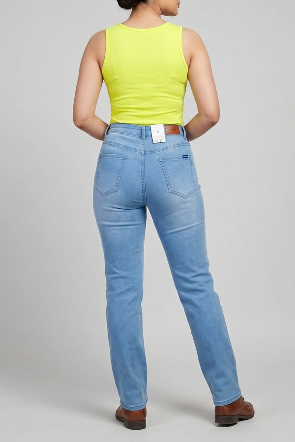 Chanel F Straight Fit Palazzo Jeans - Stone Blue