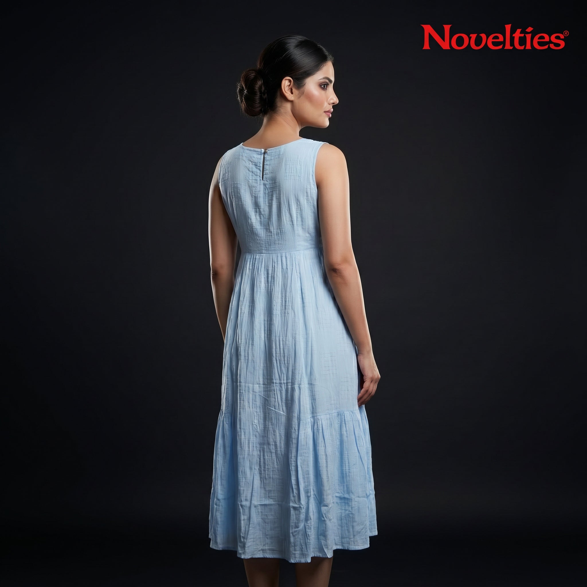 Powder Blue Sleeveless Empire Midi Dress