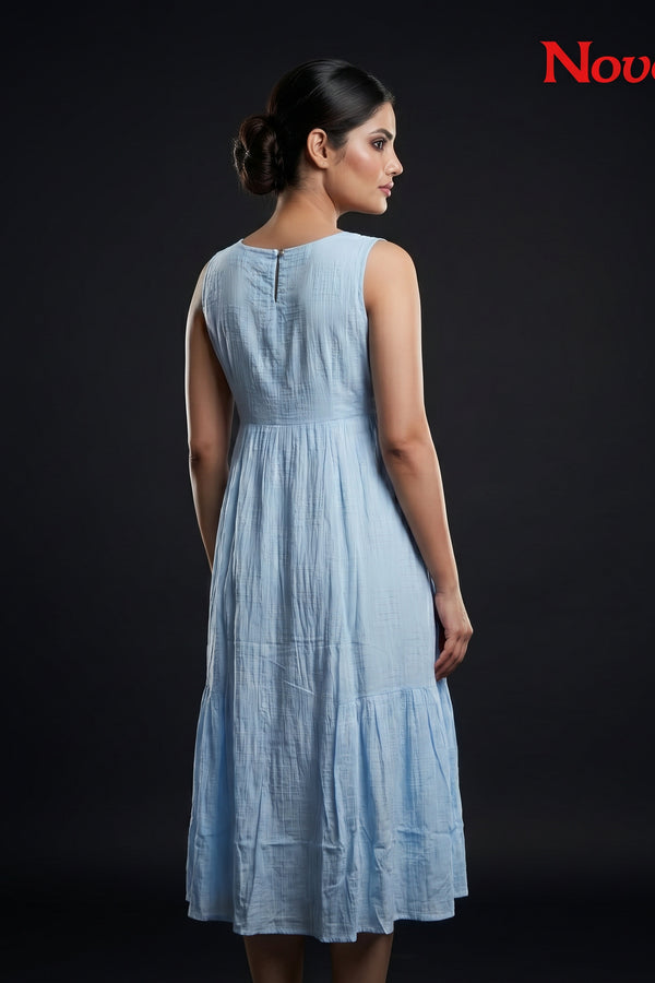 Powder Blue Sleeveless Empire Midi Dress