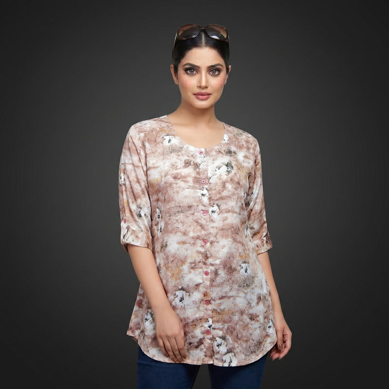 NV-02 Floral Mist Button-Down Top