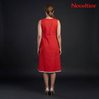 Cherry Red Sleeveless A-Line Midi Dress