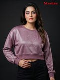 Satin Finish Diamond Graphic Cropped Sweatshirt