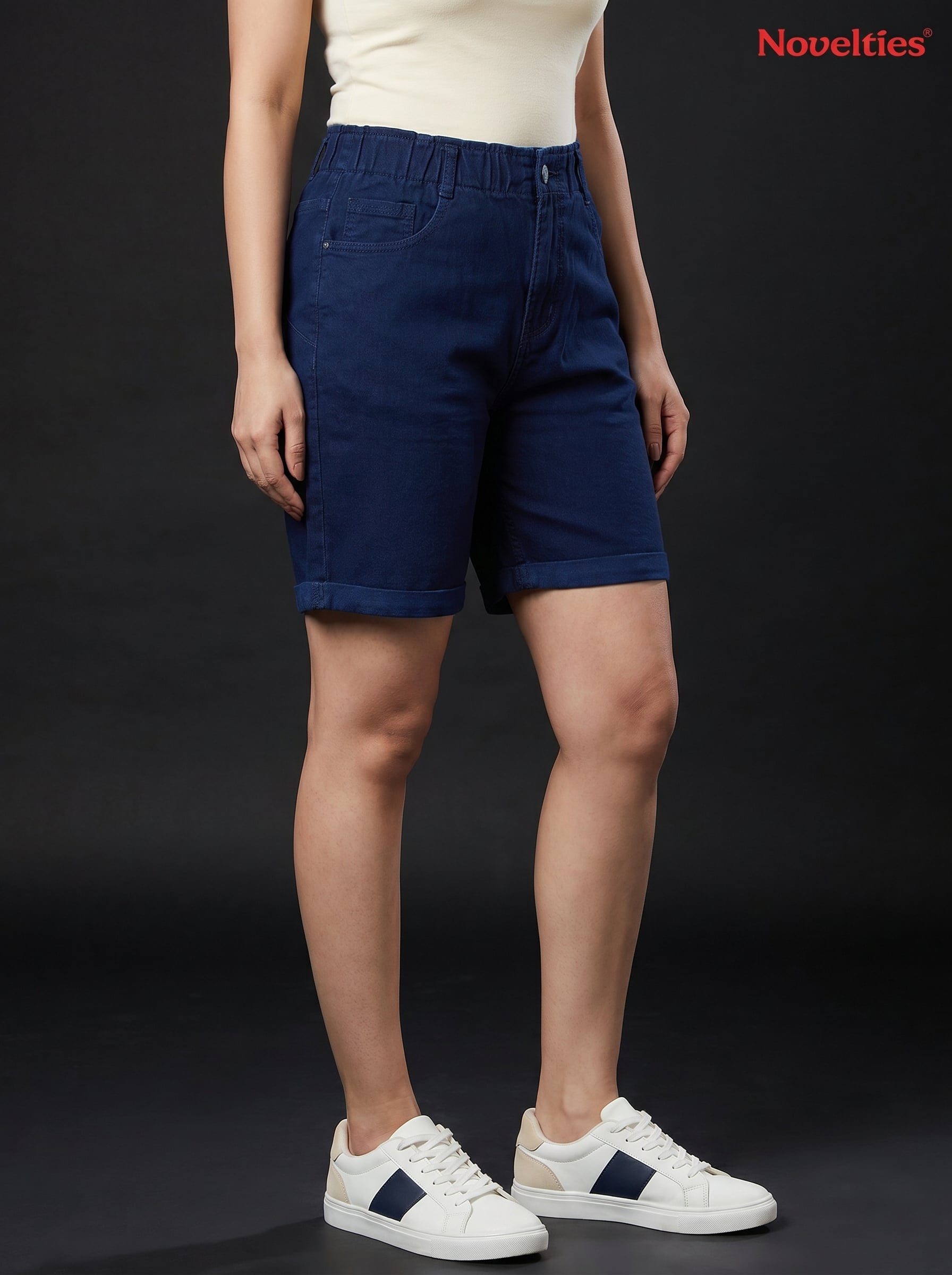 Navy Blue Denim Shorts