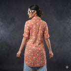 Peach Bloom Floral Shirt Tunic