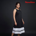 Black & White Colourblock Sleeveless Midi Dress