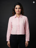 Floral Appliqué Cropped Shirt