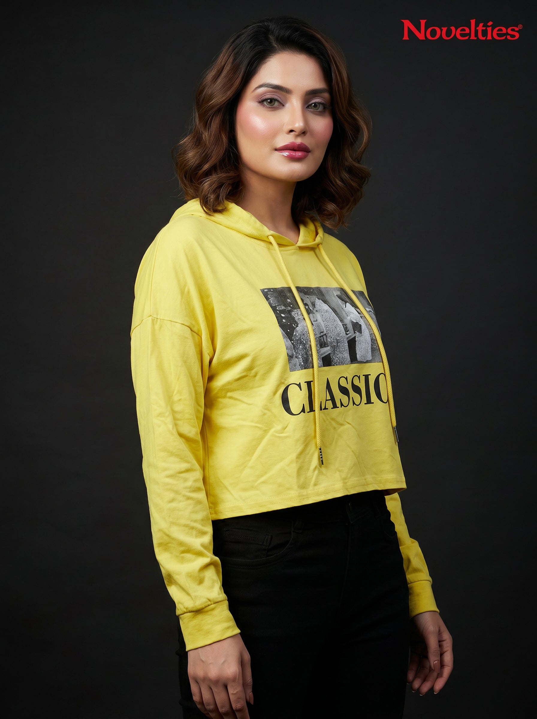 Classica Vintage Photo Print Crop Hoodie