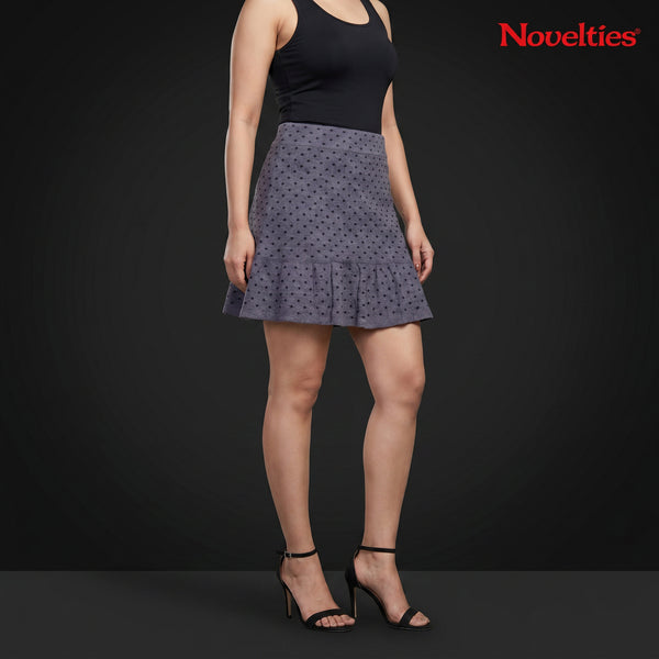 Polka Dot Knitted Ruffle Mini Skirt