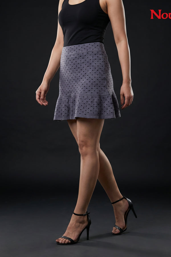 Polka Dot Knitted Ruffle Mini Skirt