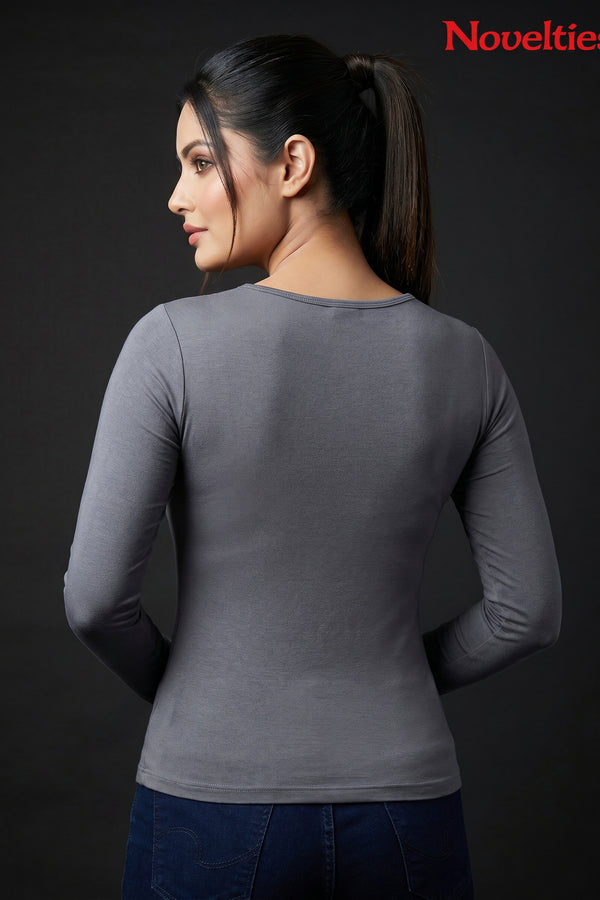Ruched Sweetheart Neck Cropped Long Sleeve Top