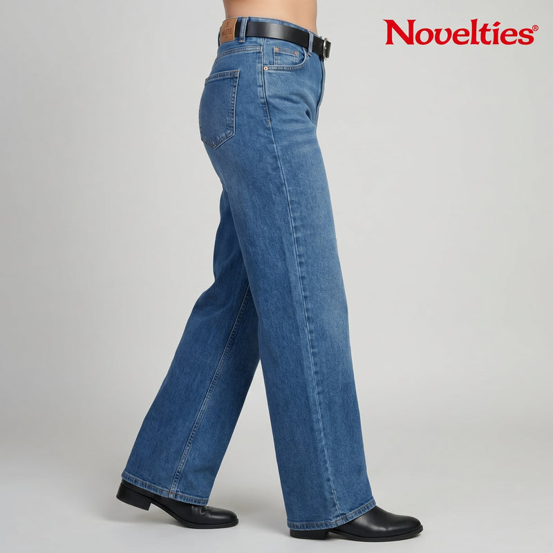 Mute Straight Fit Wide Leg Jeans - DX Blue