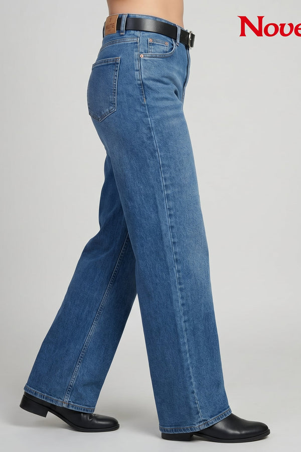 Mute Straight Fit Wide Leg Jeans - DX Blue