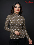 Oval Monogram All-Over Print Mock Neck Top