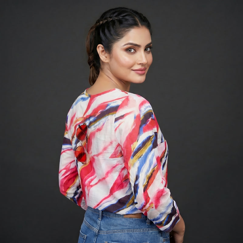 Mal Abstract Print Top