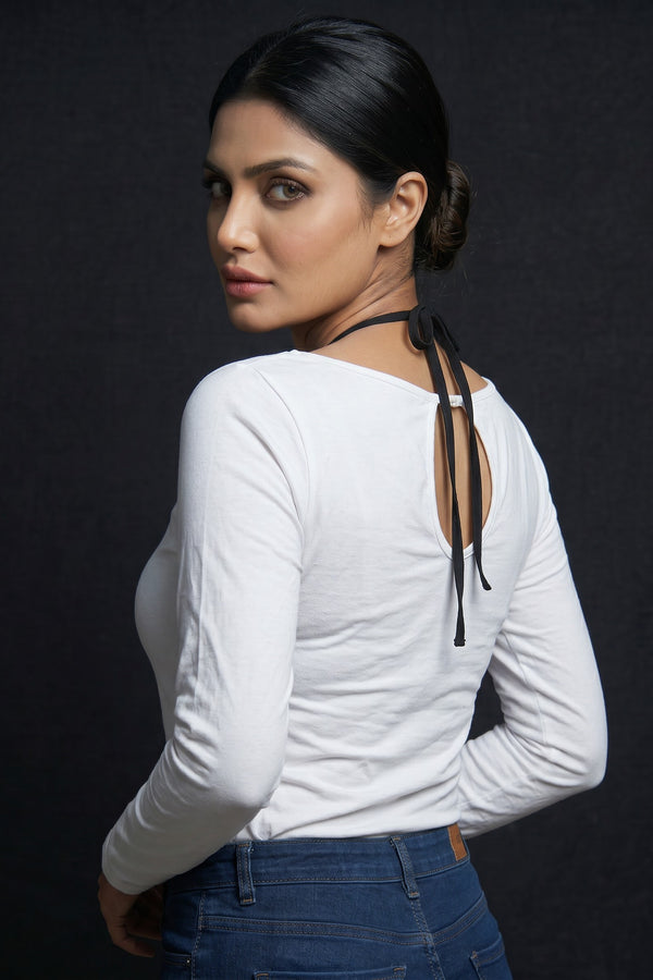 Scoop Neck Long Sleeve Fitted Top