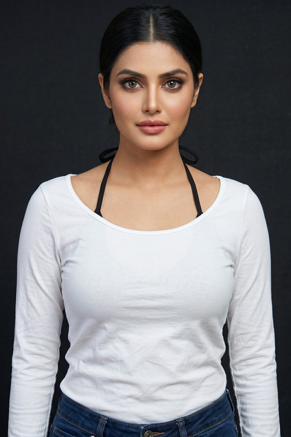 Scoop Neck Long Sleeve Fitted Top