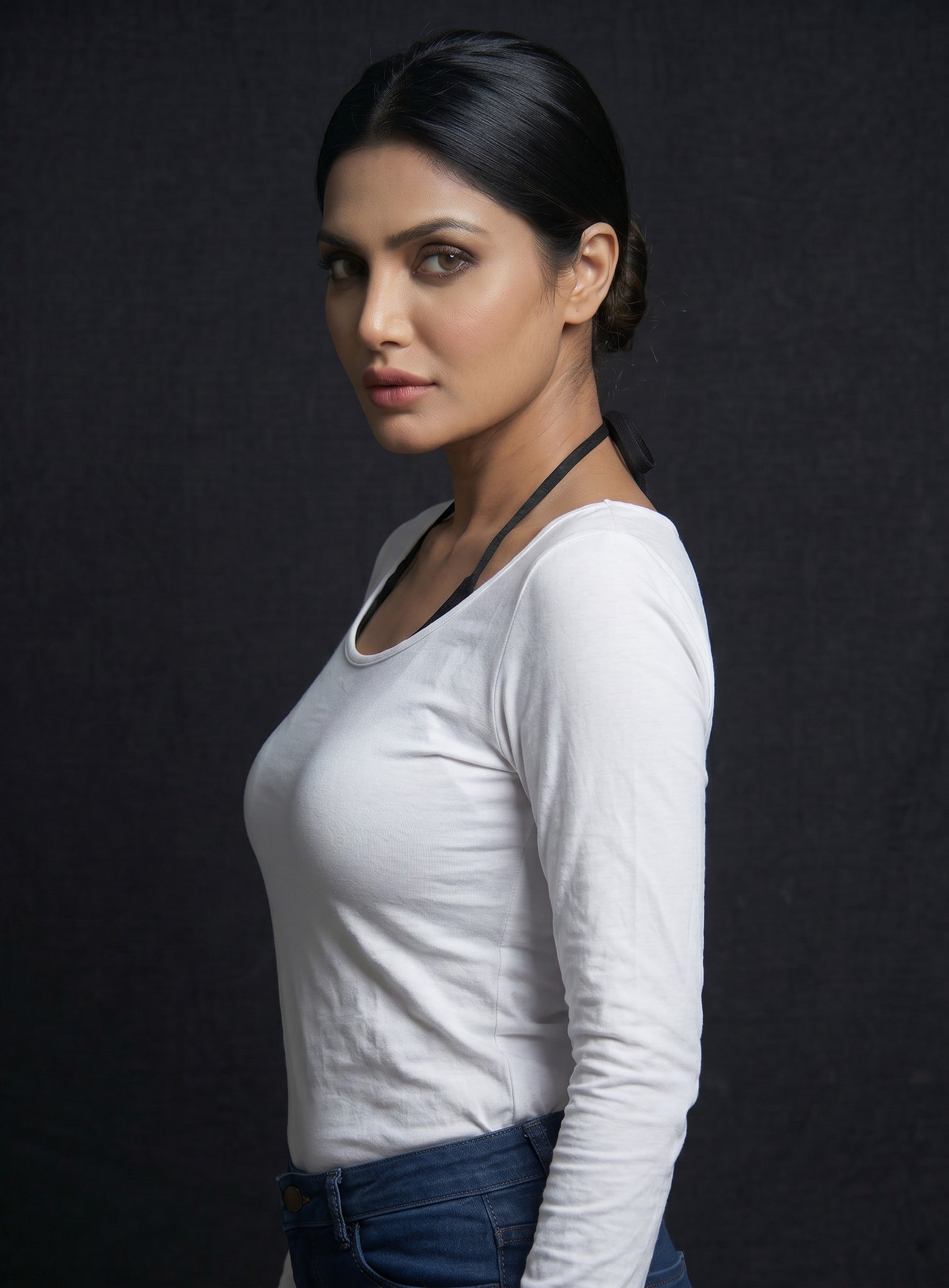 Scoop Neck Long Sleeve Fitted Top