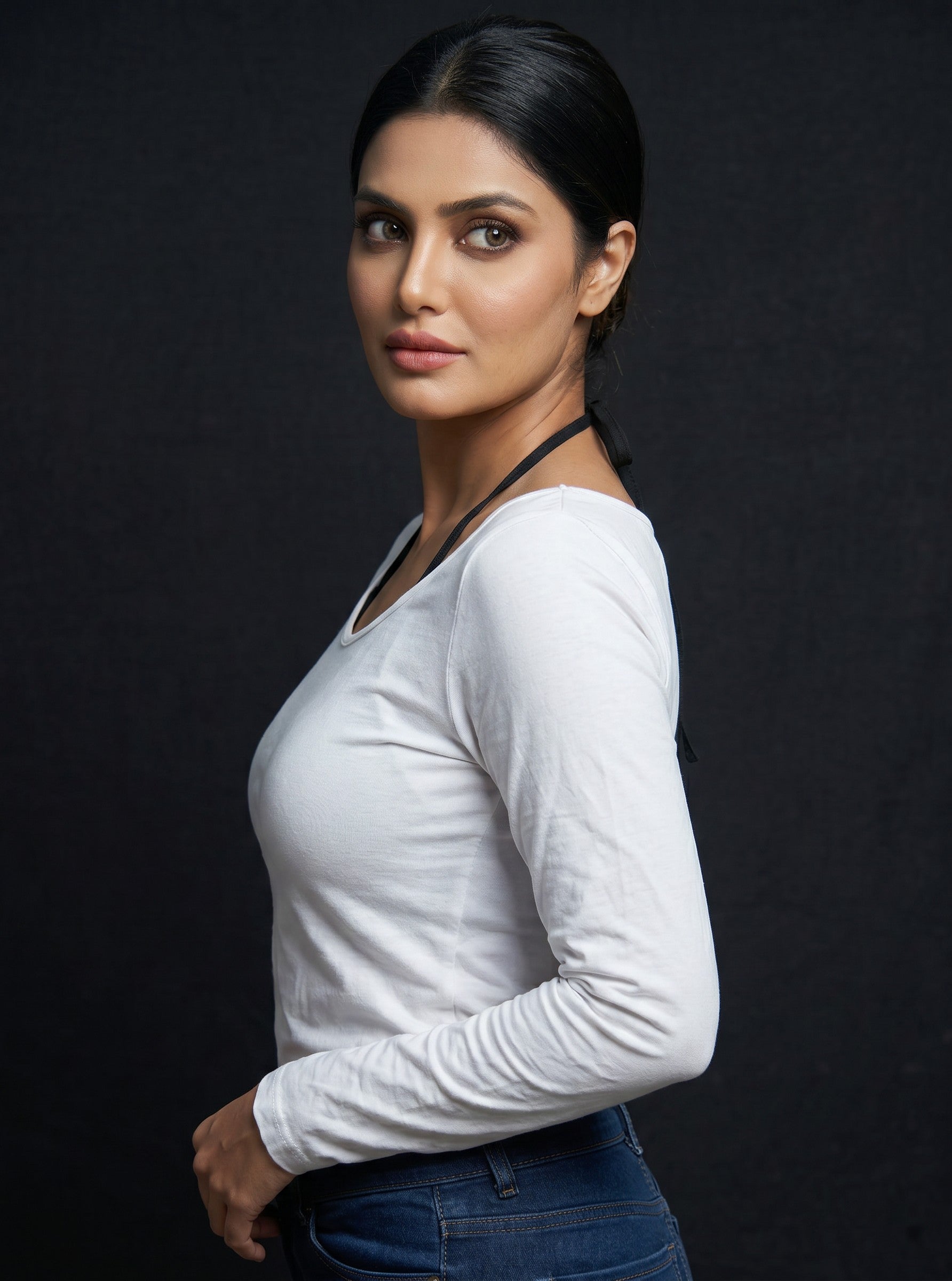 Scoop Neck Long Sleeve Fitted Top