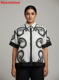 White Paisley Embroidered Shirt