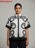 White Paisley Embroidered Shirt