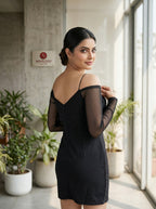 Novelties Black Rose Cold-Shoulder Mini Dress