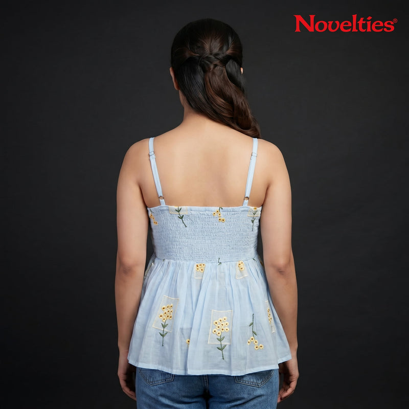 Sunflower Meadow Bow-Knot Peplum Top