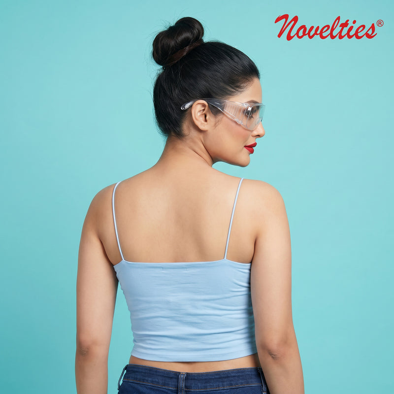 Sky Blue Ruched Crop Top