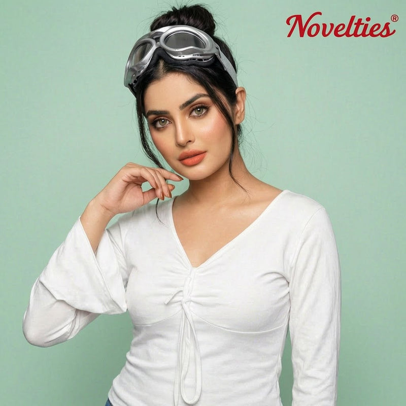 V-Neck Drawstring Ruched Bell Sleeve Crop Top