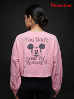 Mickey Mouse Graphic Print Oversized Crop Sweatshirt