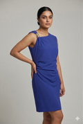 Königsblaues asymmetrisches drapiertes Kleid