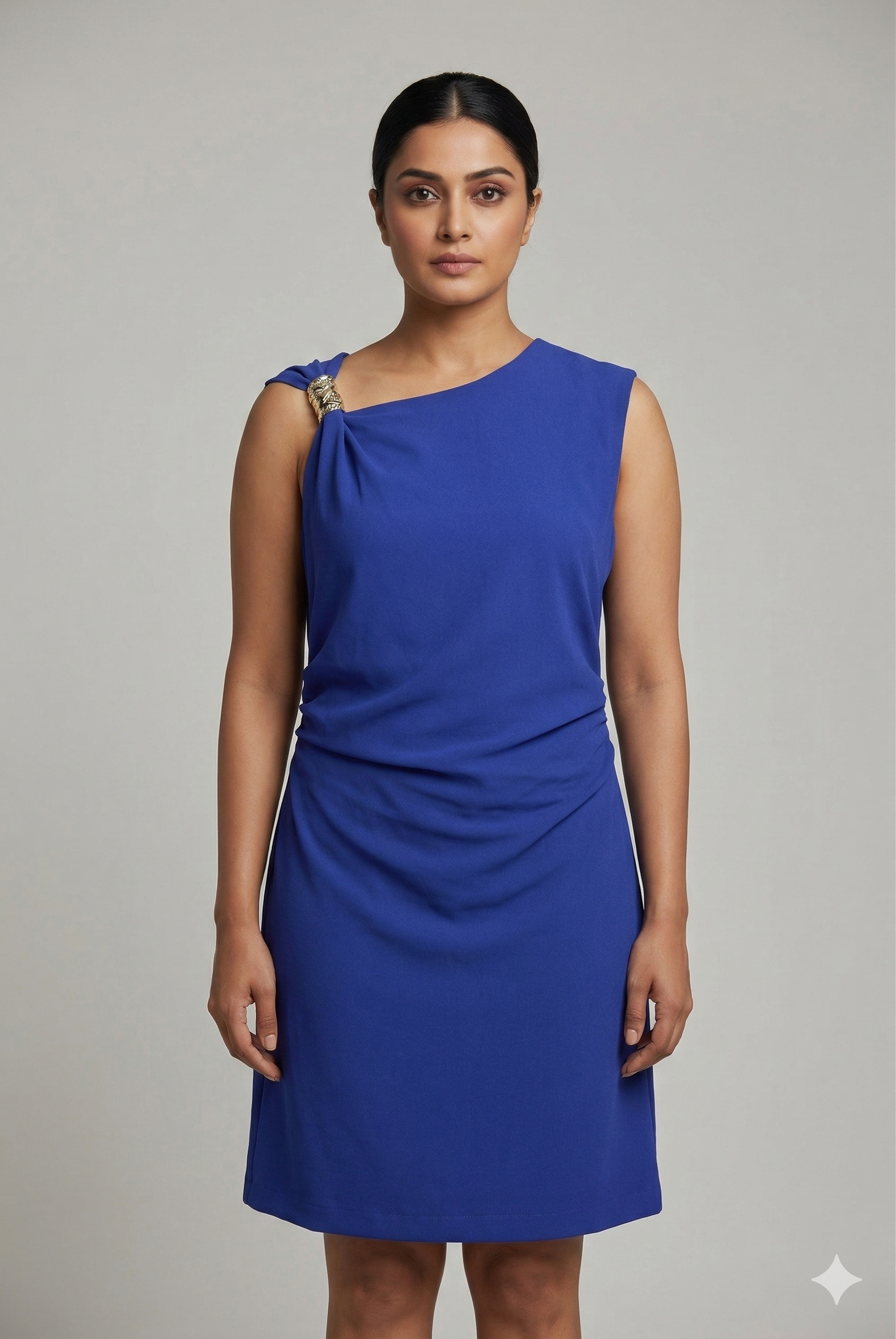 Königsblaues asymmetrisches drapiertes Kleid