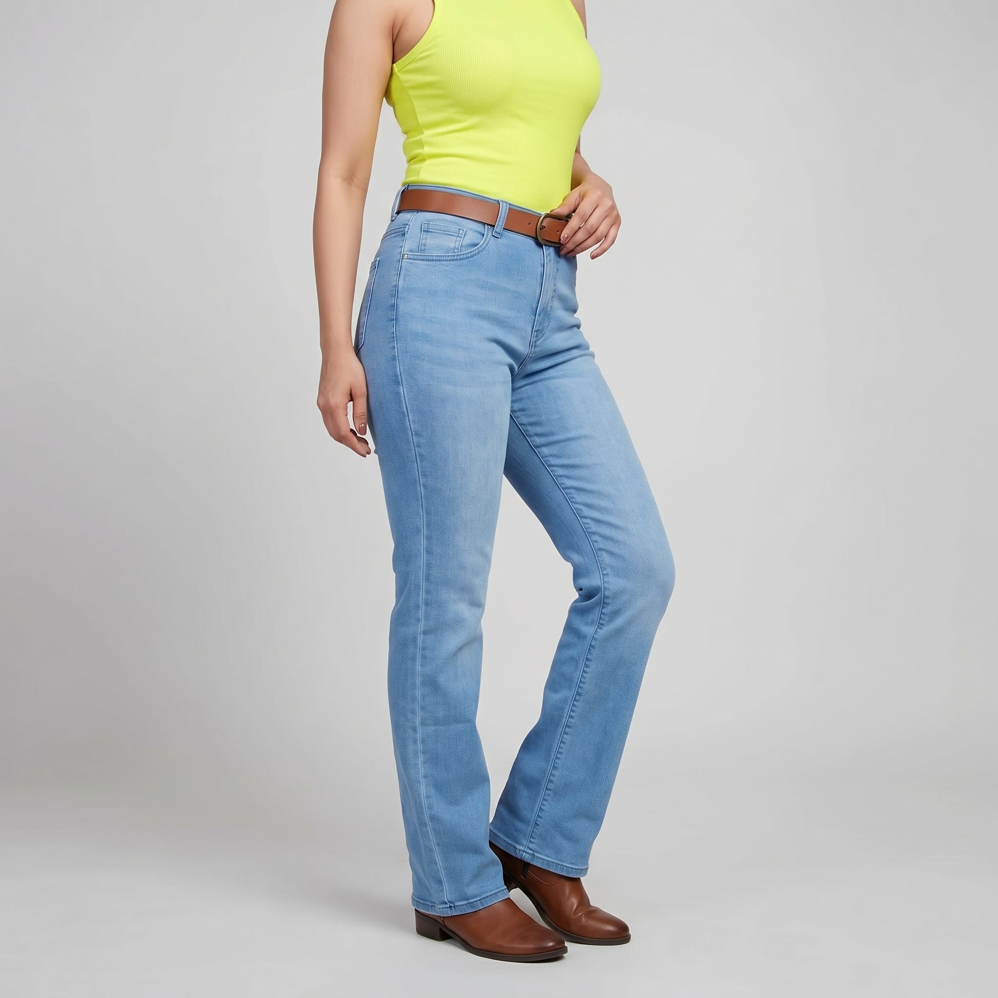 Chanel F Straight Fit Palazzo Jeans - Stone Blue