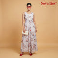 Graues Maxi-Baumwollkleid mit Rosenprint und verziertem Gürtel