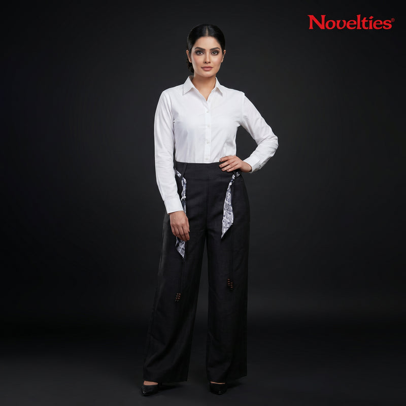 Scarf-Tie Wide Leg Trousers