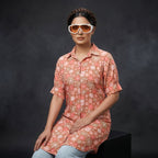 Peach Bloom Floral Shirt Tunic