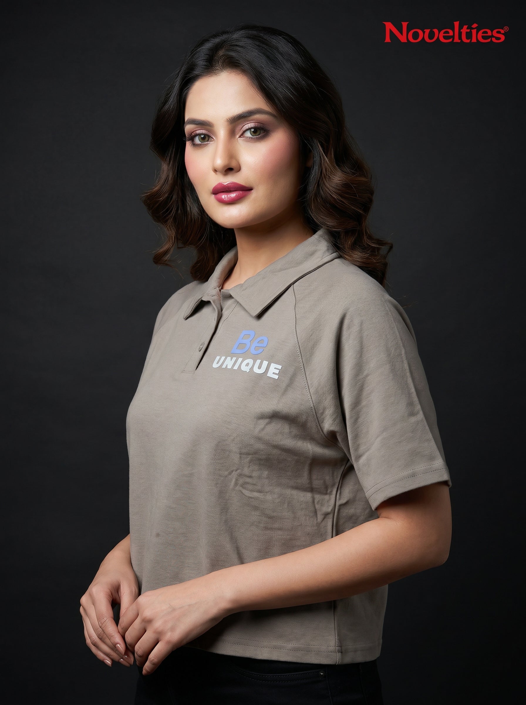 Be Unique Slogan Crop Polo T-Shirt