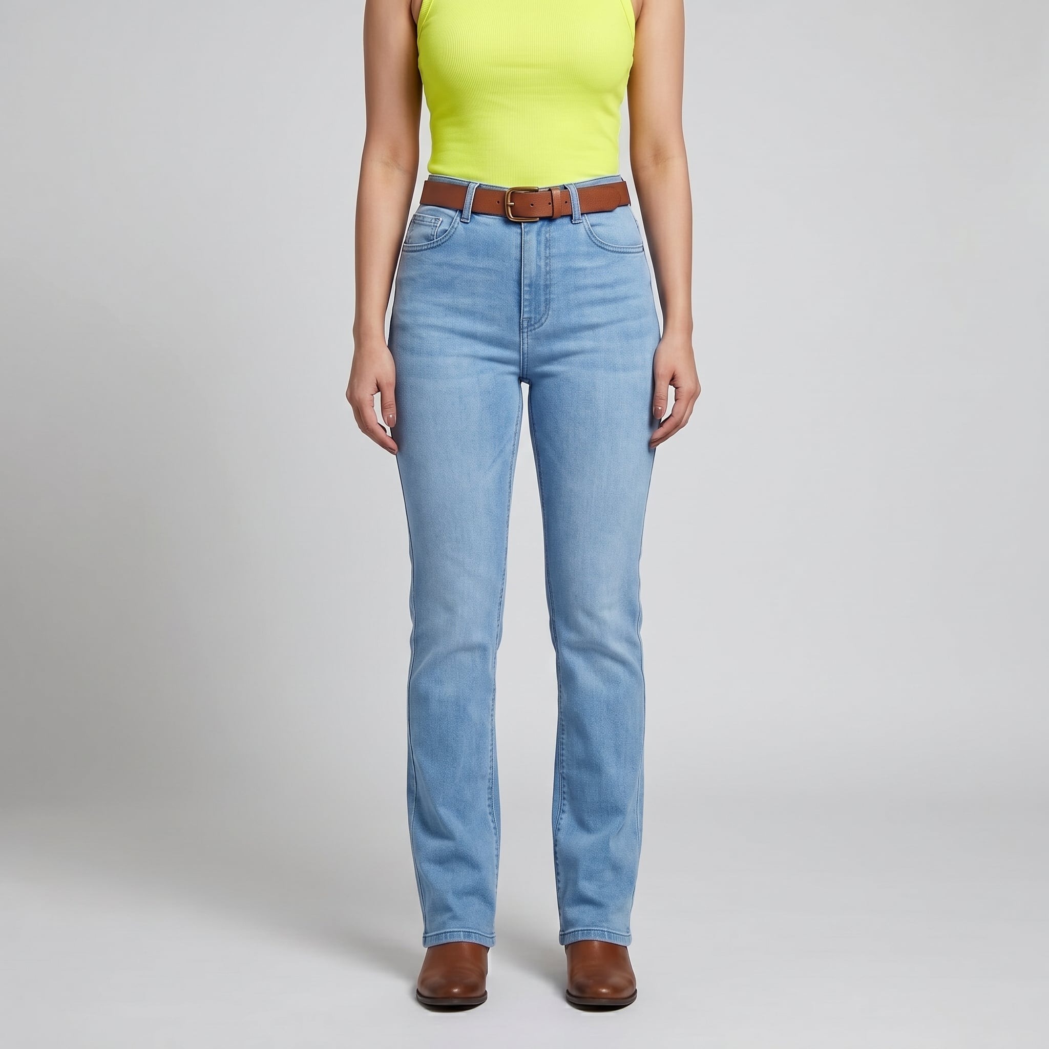 Chanel F Straight Fit Palazzo Jeans - Stone Blue