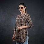 Ethnic Stripe Print Cotton Tunic