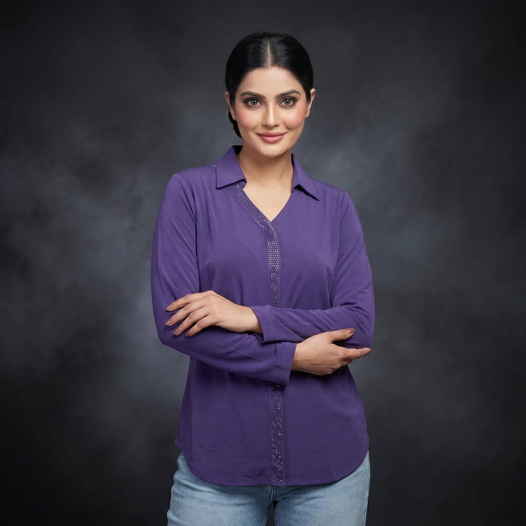 Amethyst Shimmer Collar Top