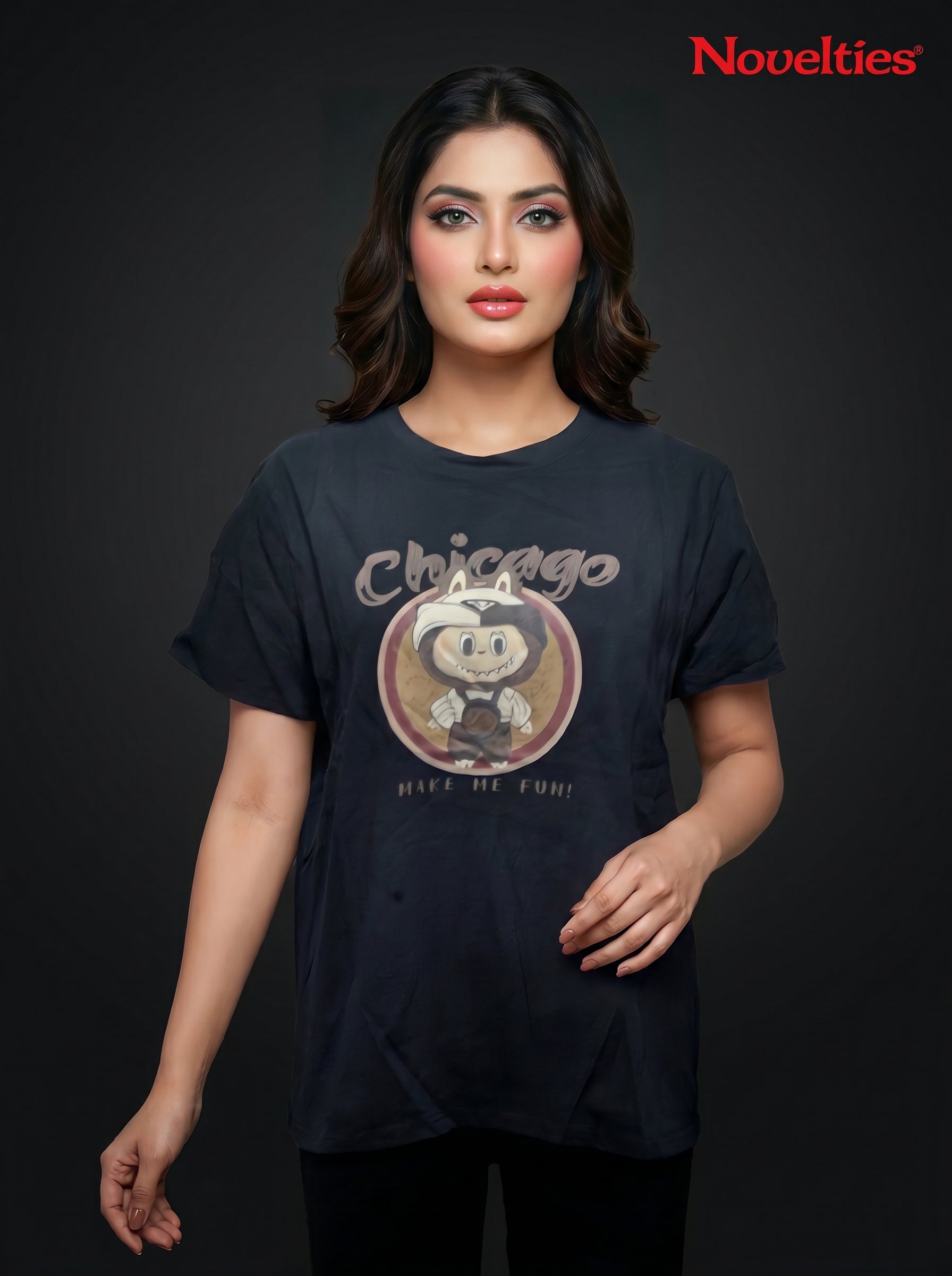 Chicago Make Me Fun Cartoon Graphic T-Shirt