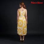 Saffron Medallion Print Strappy Midi Dress