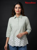 Botanical Embroidered Collar Top