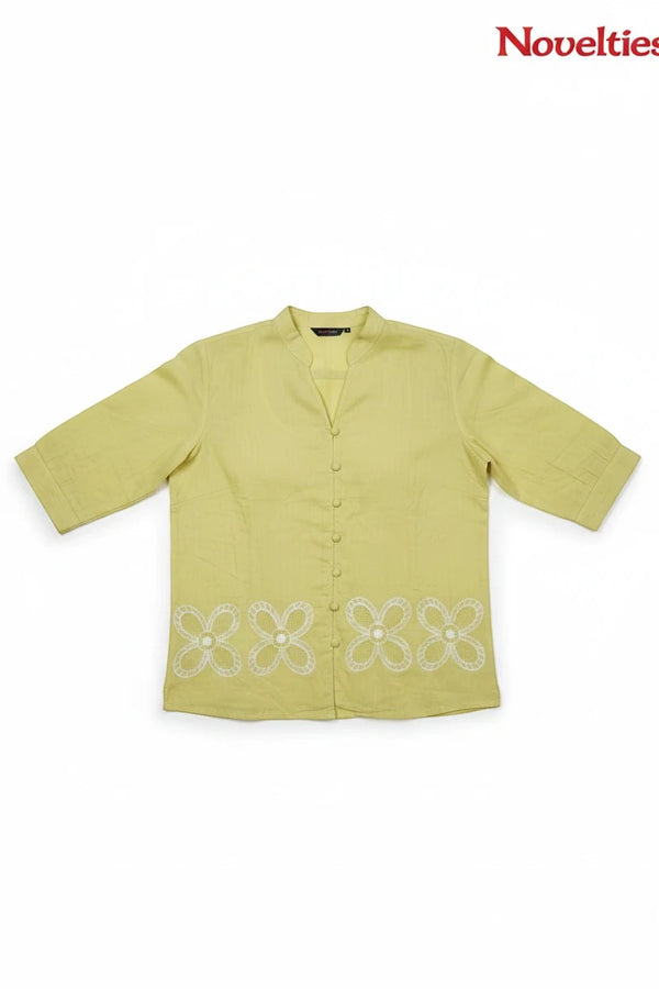 Embroidered Button Down Casual Blouse