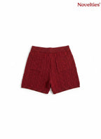 Novelties® maroon cable-knit shorts with an elasticated waistband and ribbed hem for comfortable loungewear.