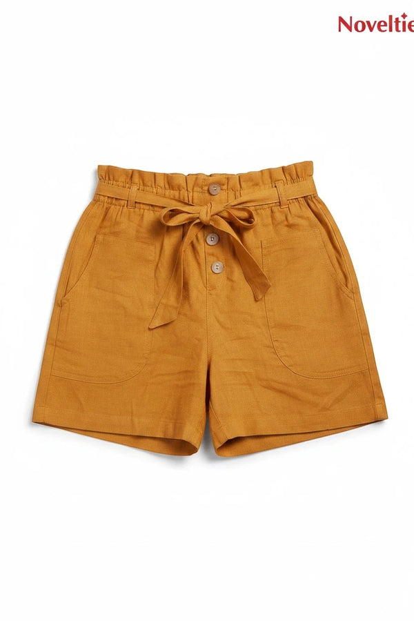 High Waisted Tie Front Casual Shorts